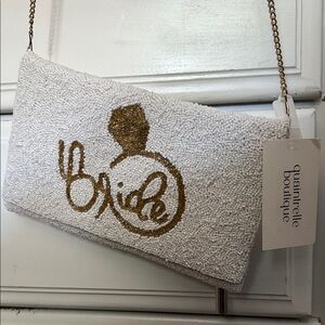 White and Gold Bride Clutch